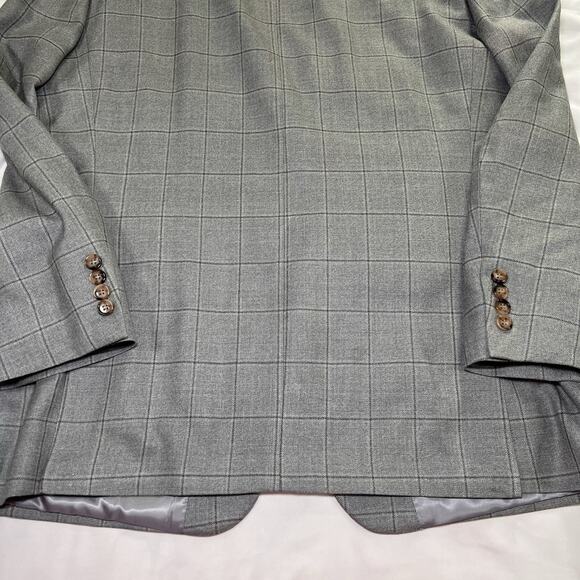 Lauren Ralph Lauren Blazer Mens Size 42R Gray Windowpane Silk Wool Sports Coat - Picture 12 of 16